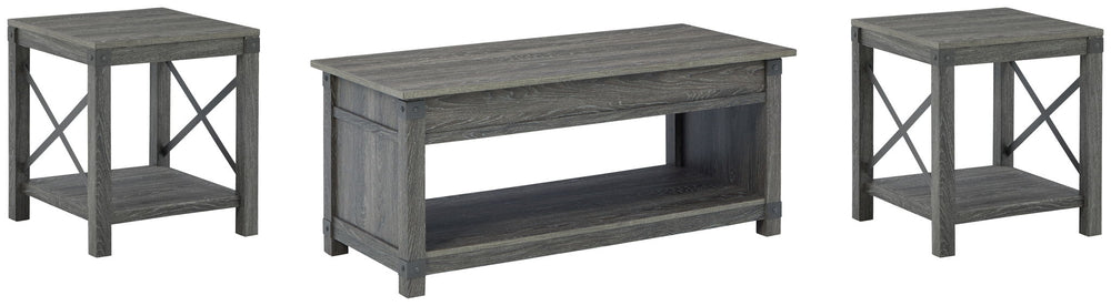 Freedan - 3 Pc. - Coffee Table, 2 End Tables - Grayish Brown