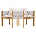 Outdoor Dining Chairs With Mix Rope Handles (Set of 2)