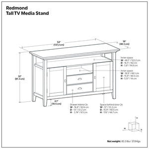 Redmond - Tall TV Media Stand - Rustic Natural Aged Brown