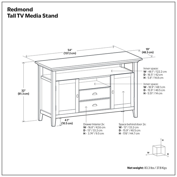 Redmond - Tall TV Media Stand - Rustic Natural Aged Brown