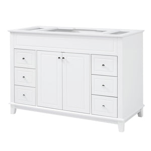 Bathroom Vanity Cabinet Only, 6 Soft Close Drawers & Double Doors - White