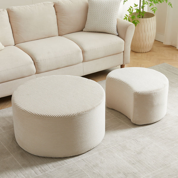 Modern Upholstered Round Coffee Table For Living Room (Set of 2)
