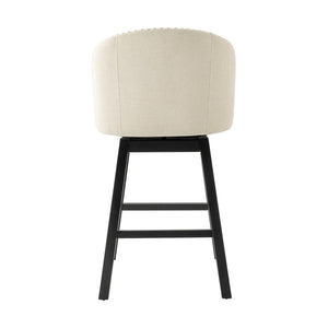 360 Degree Swivel Bar Stool & Stunning Nailhead Trim (Set of 2) - Beige