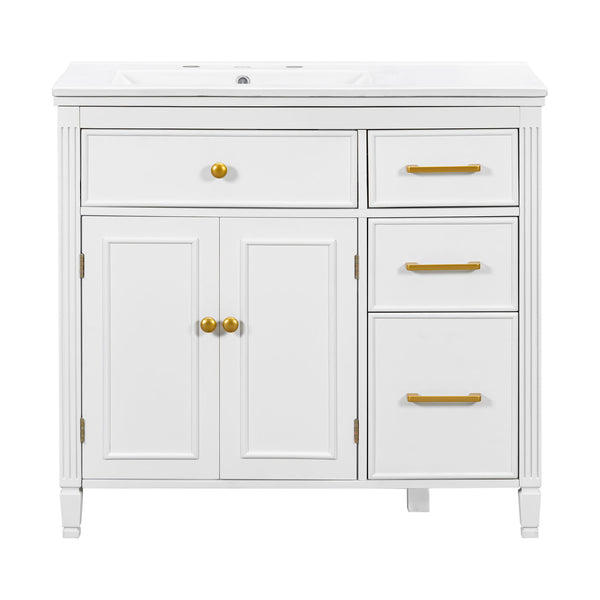 Bathroom Vanity With Sink Top, 3 Soft Closing Drawers