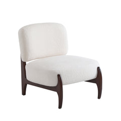 Modern Boucle Lounge Chair With Solid Wood Fram