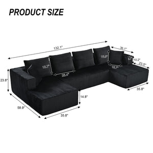 U-Shaped Modular Sectional Sofa With Double Chaise, Oversized Deep Seat For Living Room