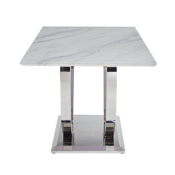 Rectangular Dining Table - Silver / White