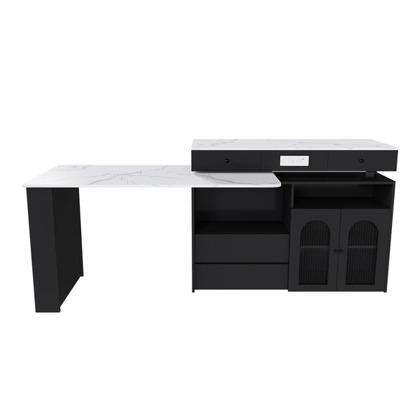 Kitchen Island With Extendable & Rotating Table