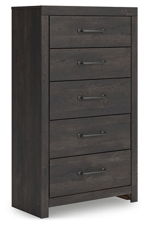 Hollivern - 4 Pc. - Twin Panel Storage Bed, Dresser, Mirror And Chest - Dark Gray
