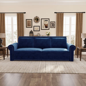 3 In 1 Convertible Sleeper Sofa With Nailhead Trim & Rolled Arm