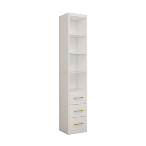 Rectangular Side Storage Cabinet With 3 Drawers For Bedroom - White