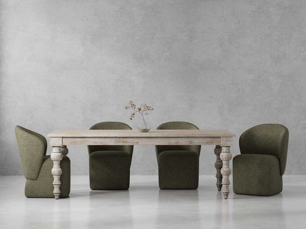 Crossings - Eden Rectangular Dining Table With 4 Upholstered Chairs - Toasted Tumbleweed & Green