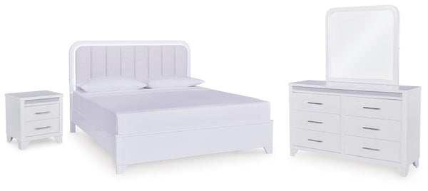 Jarlee - 4 Pc. - King Panel Bed, Dresser, Mirror And Nightstand - White