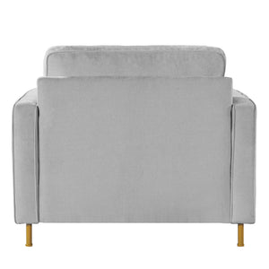 Accent Chair Upholstered Single Sofa With Square Arms, Sewn Pillow Back For Living Room