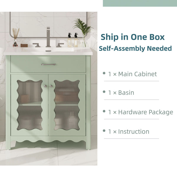 Modern Bathroom Vanity With Tempered Glass Doors