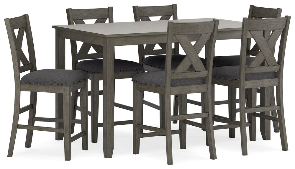 Caitbrook - Rect Drm Counter Table Set (Set of 7) - Gray