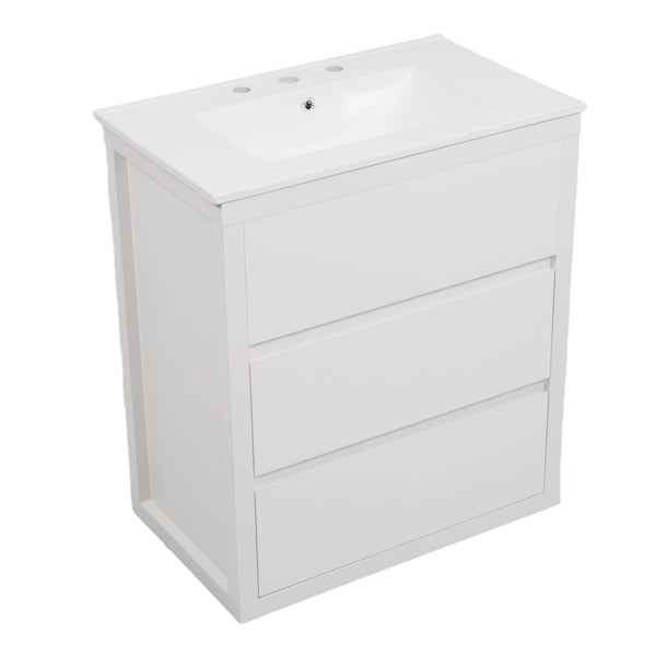 Double Sinks Bathroom Vanity Set With 2 Ceramic Basins