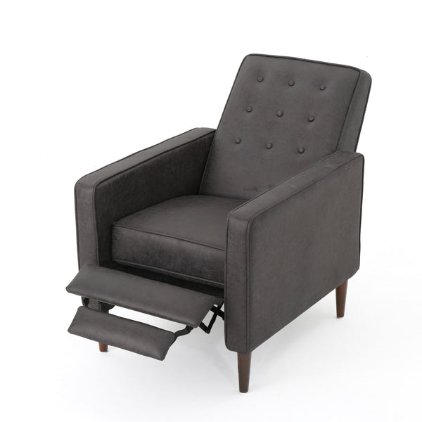 Macedonia - Button Tufted Fabric Recliner - Slate