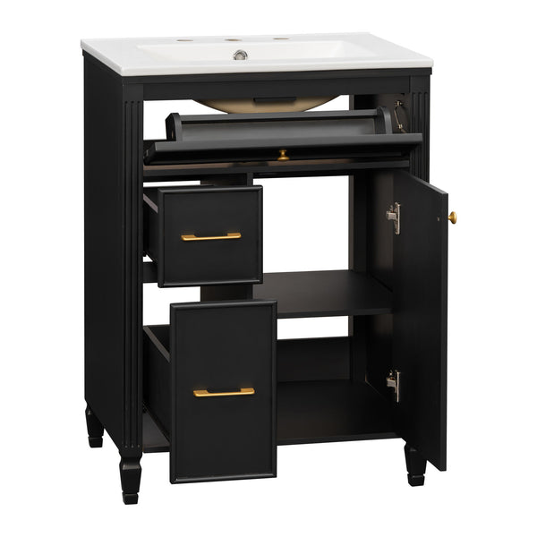 Freestanding Bathroom Vanity With Sink, Soft Close Door, Tip Out Drawer