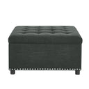 Square Tufted Storage Ottoman With Nailhead Trim
