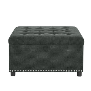 Square Tufted Storage Ottoman With Nailhead Trim
