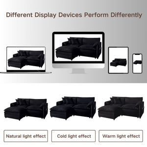 Modern Comfy Deep Seat Modular Sectional Sofa Cloud Couch With Ottoman