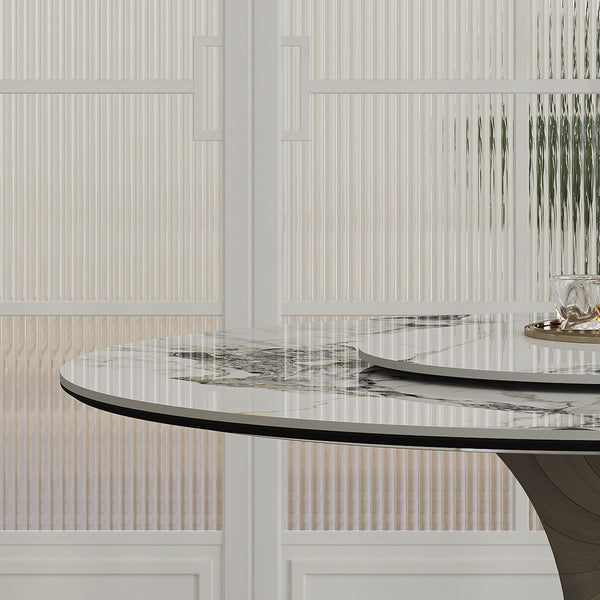 Round Dining Table & 6 Chairs Set - Silver
