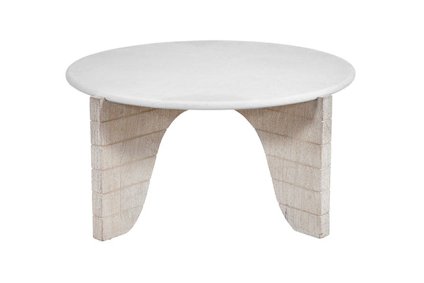 Bali - Round Cocktail Table - White Wash / Faux Plaster