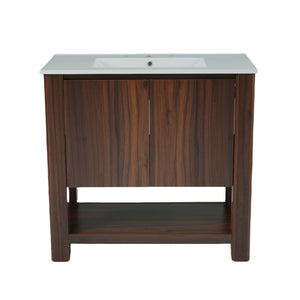Modern Bathroom Vanity With Rectangle Ceramic Sink, Soft Closing Doors