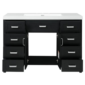 Bathroom Vanity With Sink, 2 Doors 8 Drawers, Soft Close System, Classic Design