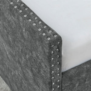 Upholstered Tufted Daybed With Drawers, Waved Arms