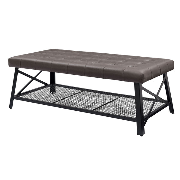 Upholstered Coffee Table With Rack - Dark Brown