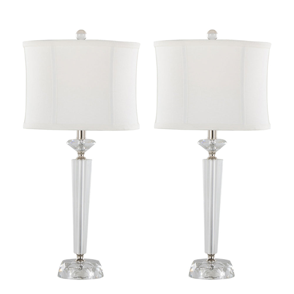 Diamond - Torch Contemporary Crystal Table Lamp (Set of 2) - Clear / Off White / Polished Nickel