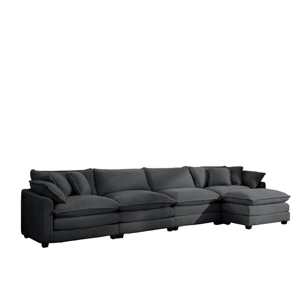 Modular Oversized Cushion Sofa With Ottoman, Low Back, Deep Seating Sofa Set