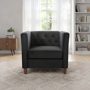 Button Tufted Accent Chair, Square Arms