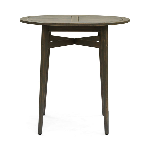 Outdoor Acacia Wood Bar Table With Slat Top