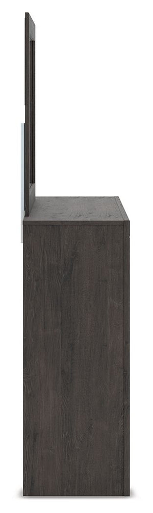 Fraluna - 3 Pc. - Queen Panel Storage Bed, Dresser And Mirror - Charcoal