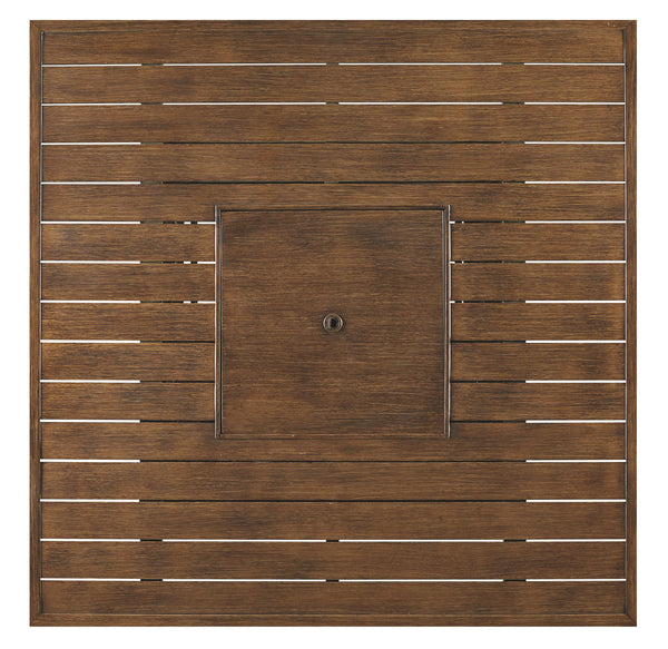 Paradise Trail - Square Bar Table w/Fire Pit - Medium Brown