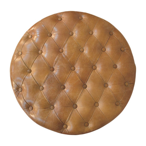 Buffalo - Round Ottoman With Castor Legs - Brown