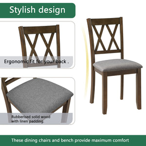 5 Piece Dining Table Set With 4 Chairs - Walnut
