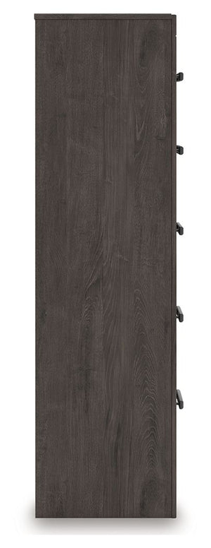 Prendonea - Five Drawer Chest - Charcoal