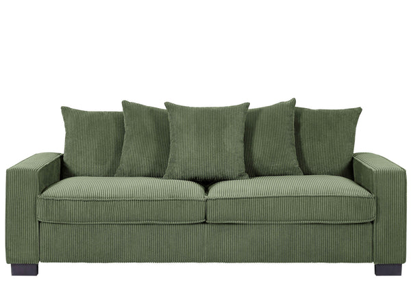 Luxe Sofa With 5 Matching Toss Pillows, Sleek Design, Spacious And Comfortable 3 Seater Couch
