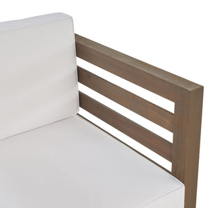 Outdoor Acacia Wood Patio Chair With Fabric Cushion
