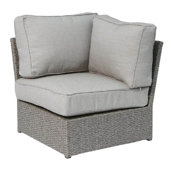 2 Person Wicker Seating Set With Cushions And Glass Top Table - Gray Mix