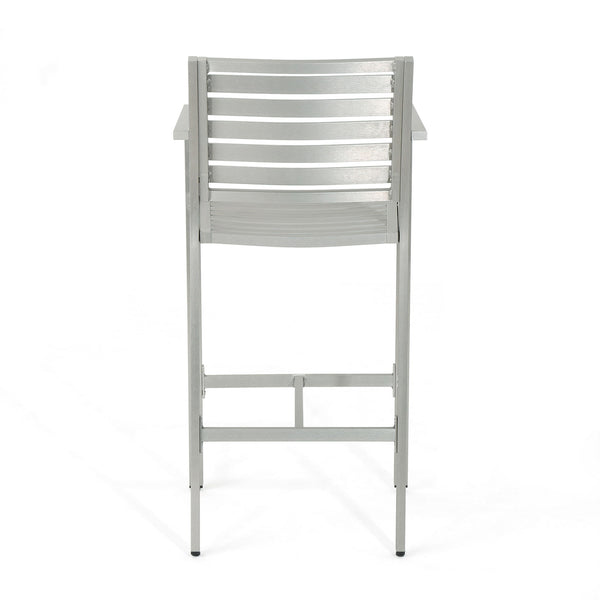 Outdoor Aluminum Rust Proof Barstools (Set of 2) - Silver