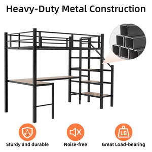 Loft Bed With L-Shaped Desk, Large Storage Space
