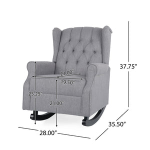 Sheila - Contemporary Fabric Tufted Wingback Rocking Chair - Gray