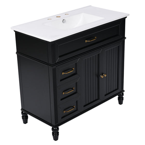 Bathroom Vanity With Sink, 2 Doors 2 Drawers, Freestanding Design