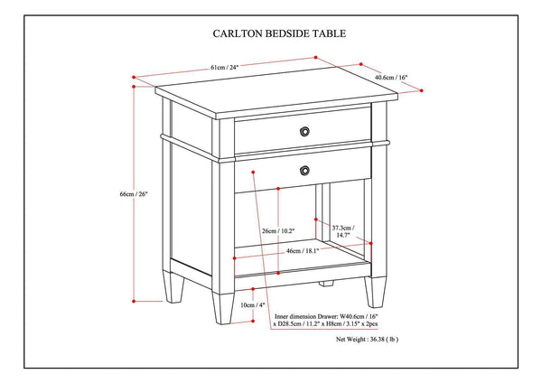 Carlton - Bedside Table - Gray